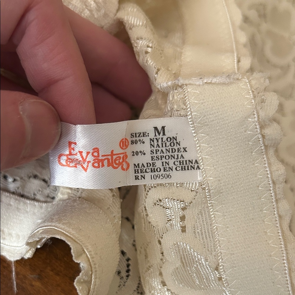 Vintage 90s Eva Cervantes cream nylon strap night wear set - Picture 8 of 13